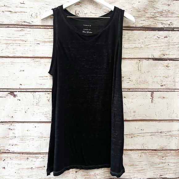 TORRID Classic Fit Black Heathered Tank Top Sz 1 - Picture 1 of 3